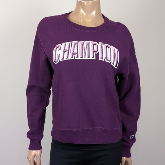 Champion Reverse Weave Sweatshirt Embroidered Logo Crew Neck Fleece Size Medium - Picture 3 of 14